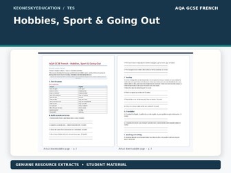 AQA GCSE French 8652 - Hobbies, Sport & Going Out