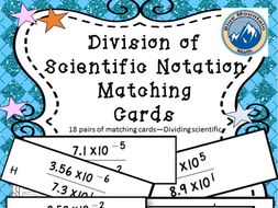 Dividing Scientific Notation Matching Cards