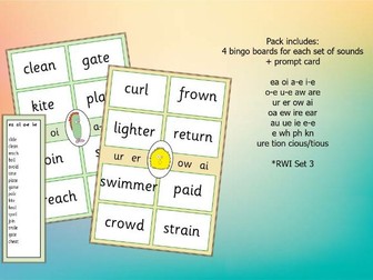 Phonics bingo games Set 3 (neutral colours)
