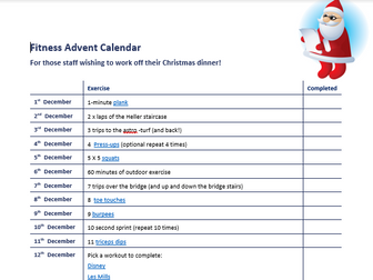 Staff Fitness Advent Calendar