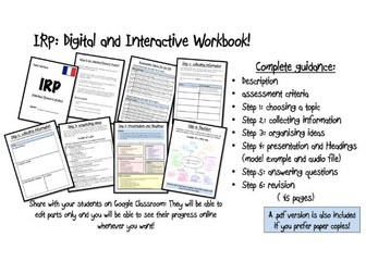 IRP- Individual Research Project- French A Level- The complete guide and Digital Workbook