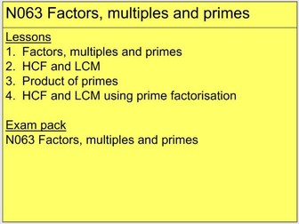 N064 Factors, multiples and primes