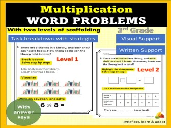 Multiplication Word Problems - Scaffolded 2 levels