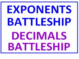 Exponents Battleship PLUS Decimals Battleship (Both Sets)