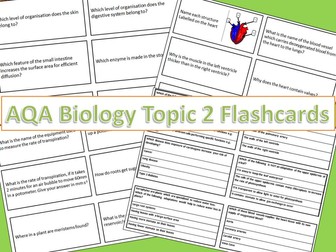 AQA GCSE Biology Topic 2Organisation Flash Cards