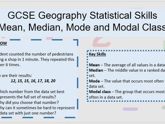 GCSE Geography Statistical Skills - Mean, Median, Mode and Modal Class