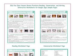 Houses-Rooms-Furniture Read-Converse-Write Interactive Worksheets for Google Apps