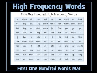 First One Hundred High Frequency Words Memo Mat