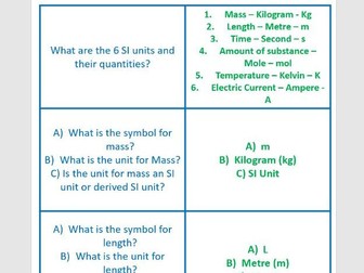 Symbols, Units, Prefixes and Errors Flash cards for A level Physics