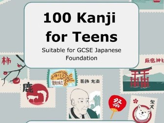 GCSE Japanese Kanji  Foundation+ (20 pages worksheets with Quizlet)