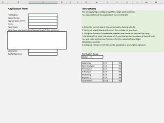 KS3 - 4 Spreadsheet Assessment (Automatic Marking)