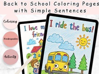Back to School Coloring Pages with Simple Sentences | Kindergarten First Week