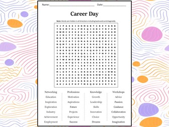 Career Day Word Search Puzzle Worksheet Activity