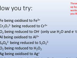Redox Equations | Teaching Resources
