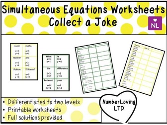 Simultaneous Equations Worksheets Collect a Joke