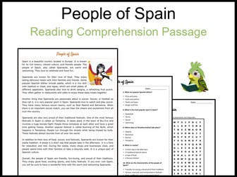 People of Spain Reading Comprehension and Word Search