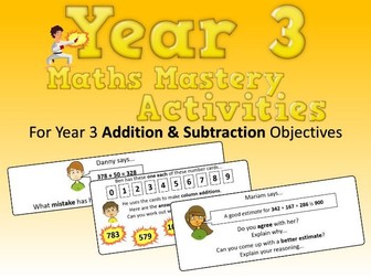Addition and Subtraction Mastery Activities – Year 3