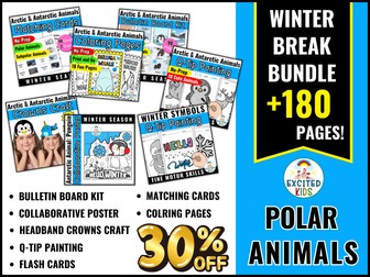 Polar Animals Craft Activity Big Bundle | Winter Break Packet Kindergarten - 2nd
