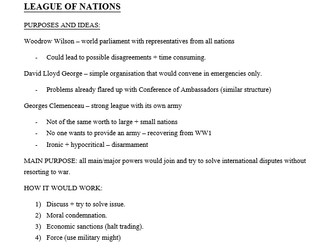 GCSE HISTORY - LEAGUE OF NATIONS