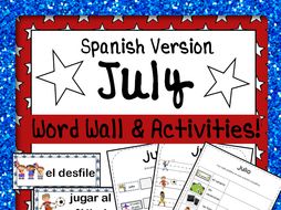 July / Summer / 4th of July Word Wall Cards AND Activities! Spanish version