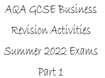 AQA GCSE Business Paper 1 Workbook Summer 2022 Exams