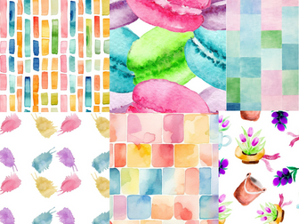 Digital Watercolor Papers, Vibrant Watercolor Clip Art Backgrounds