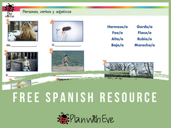 Spanish adjectives for Beginners - Free  Resource, fillable PDF!