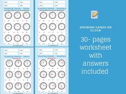 Drawing Hands on a Clock Worksheet | Teaching Resources