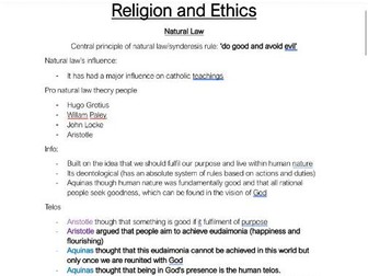 AS+A Level RS Notes Paper 2: Religion and Ethics