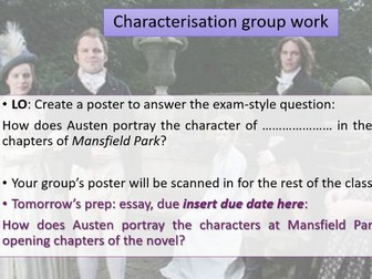 Characterisation in 'Mansfield Park'