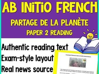 IB French Ab Initio Reading | Exam Practice | Test Prep | Partage de la Planete