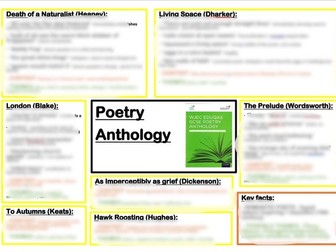 GCSE English Lit - Poetry Anthology  quotes and context