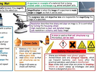 Cells learning mat (KS3 and KS4)