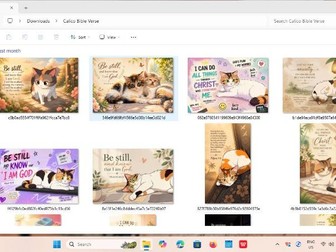 12 Christian Cat Bible Verse Posters | Calico Cat Classroom Decor | Inspirational Scripture Wall Art
