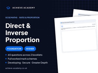 Direct & Inverse Proportion GCSE Maths Booklets | Foundation & Higher + Mark Schemes