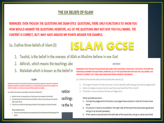 ISLAM GCSE UNITS THAT WILL BE TESTED