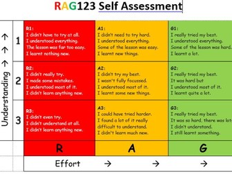 RAG123 Self-Assessment Grid & Student SA slips