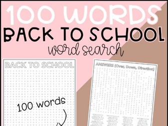 Back To School Word Search