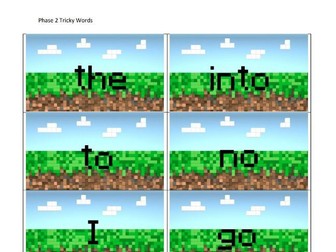Phase 2 -5 Tricky Words Minecraft Flashcards