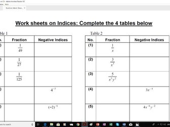 A level Year 1 maths on indices (can be used for GCSE higher tier) - worksheet