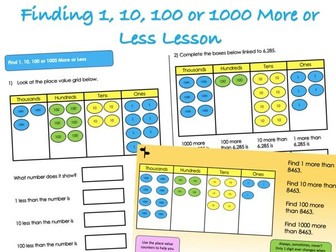 Year 4 Place Value - Finding 1, 10, 100 or 1000 More or Less Lesson