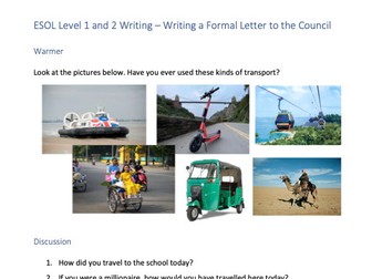 ESOL Level 1 Level 2 Writing - Formal letter to the council