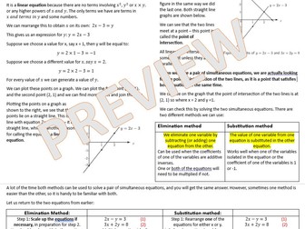 Solving Linear Simultaneous Equations Cheat Sheet