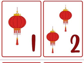 Chinese lanterns number flashcards