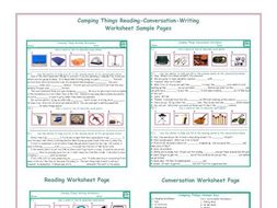 Camping Things Reading-Conversation-Writing Worksheets