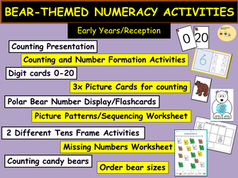 Bear Counting Addition Subtraction Worksheets Matching Activities Sequencing  Bears Presentation
