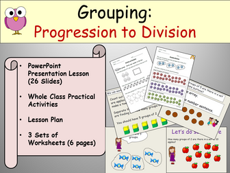 Division: Grouping - PowerPoint Presentation, Lesson Plan and Worksheets Keystage 1