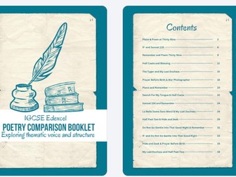 Edexcel IGCSE Poetry Comparison Grids (4ET1) – Completed Model Comparisons + Template