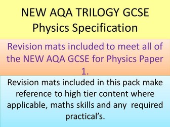 NEW AQA 2016 GCSE Trilogy Physics revision mats part 1