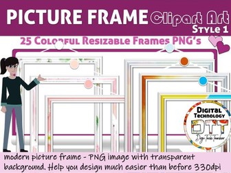 Picture Frame Clip Art Style 1 PNG Graphic